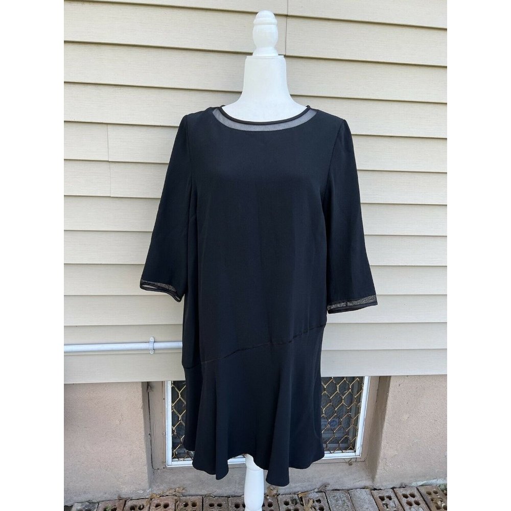 Lafayette 148 New York Womens Sleeve 3/4 Dress in Black, Size 14